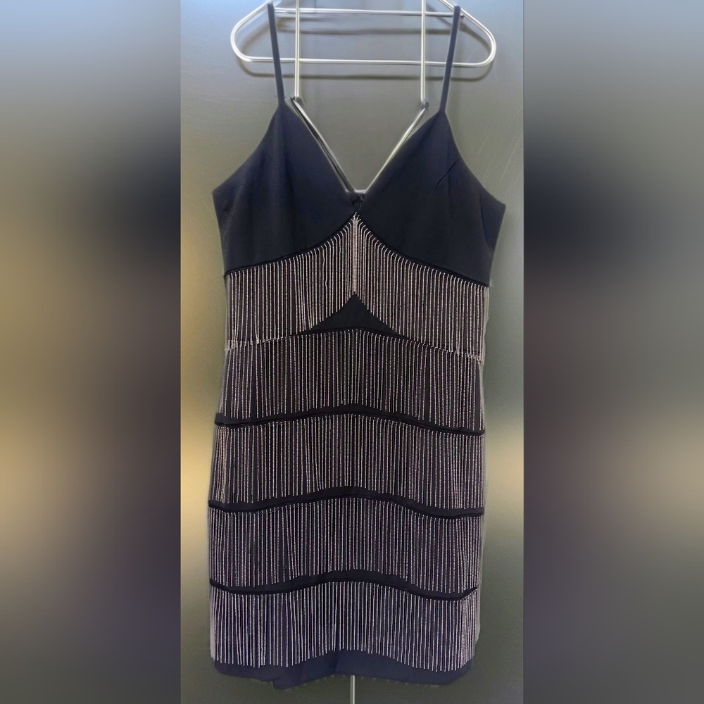 Sexy Little Black Party Dress With Silver Fringes~Women's Size Medium